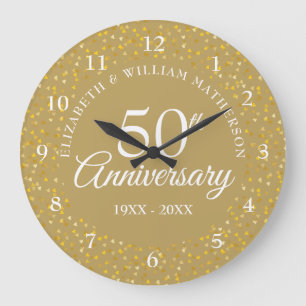 50th Anniversary Golden Hearts Large Clock