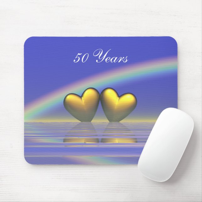 50th Anniversary Golden Hearts Mouse Mat (With Mouse)
