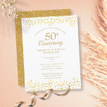 50th Anniversary Golden Love Hearts Invitation Postcard<br><div class="desc">Featuring delicate golden love hearts. Personalise with your special fifty years golden anniversary information in chic gold lettering. Designed by Thisisnotme©</div>