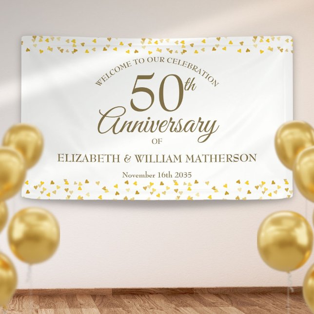 50th Anniversary Golden Love Hearts Welcome Banner (50th Anniversary Golden Love Hearts Welcome Banner)