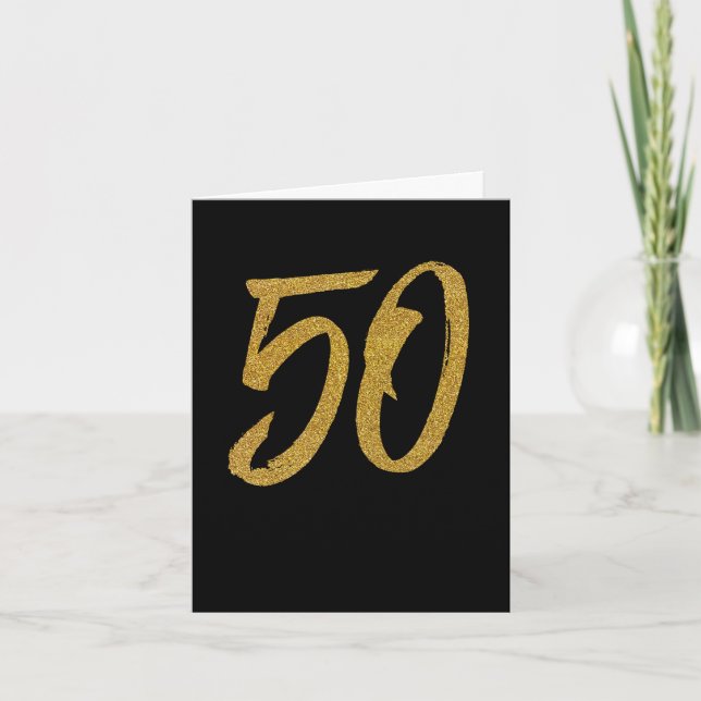 50th anniversary golden personalised greeting card (Front)