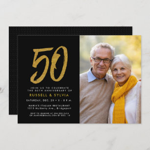 50th anniversary golden photo party invitation