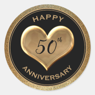50th Anniversary - Golden Sparkle - Round Sticker