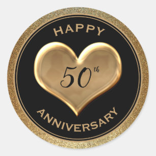 50th Anniversary - Golden Sparkle - Round Sticker