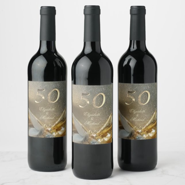 50th Anniversary Golden Wedding 50 Years Jubilee W Wine Label (Bottles)
