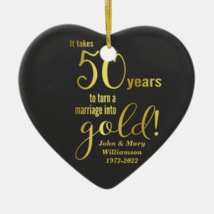 50th Anniversary - Golden Wedding Ceramic Ornament