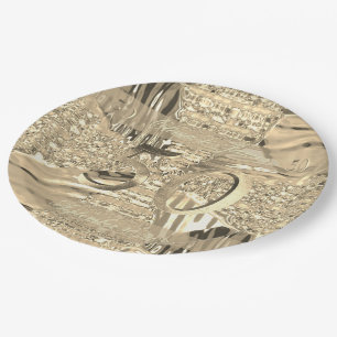 50th Anniversary Golden Wedding Elegant Faux Gold Paper Plate