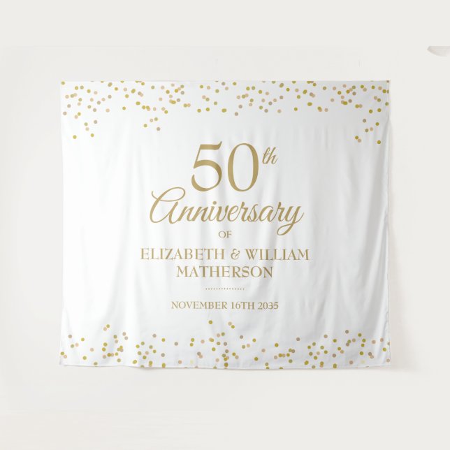 50th Anniversary Golden Wedding Photo Backdrop Tapestry (Front (Horizontal))