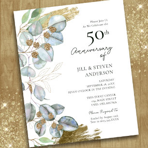50th Anniversary Greenery Eucalyptus Sage Invitati