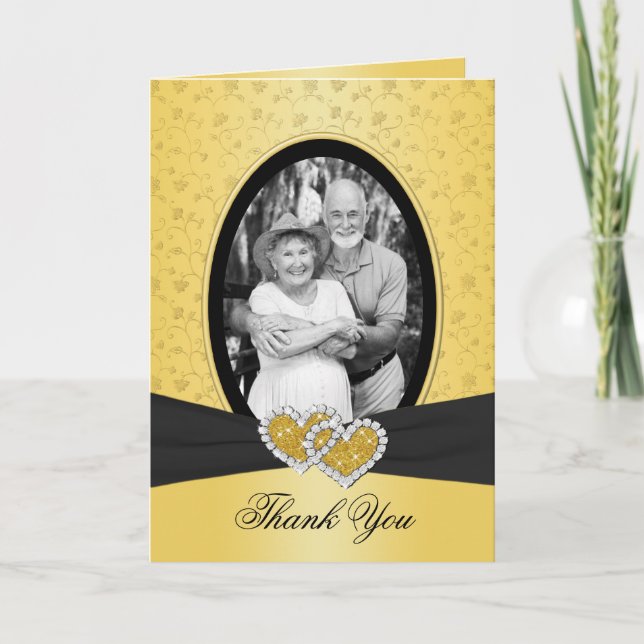 50th Anniversary Hearts II Thank You Card (Photo) (Front)