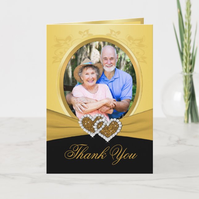 50th Anniversary Hearts Thank You Card (Photo) (Front)