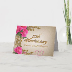 50th anniversary invitation card elegant roses