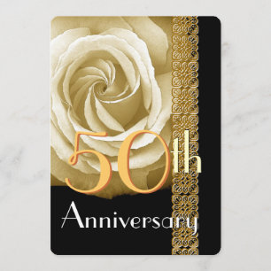 50th Anniversary Invitation CHAMPAGNE Rose V01A