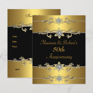 50th Anniversary Invitation Elegant Black Gold 3