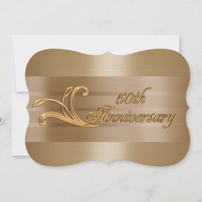 50th anniversary invitation elegant gold (Front)