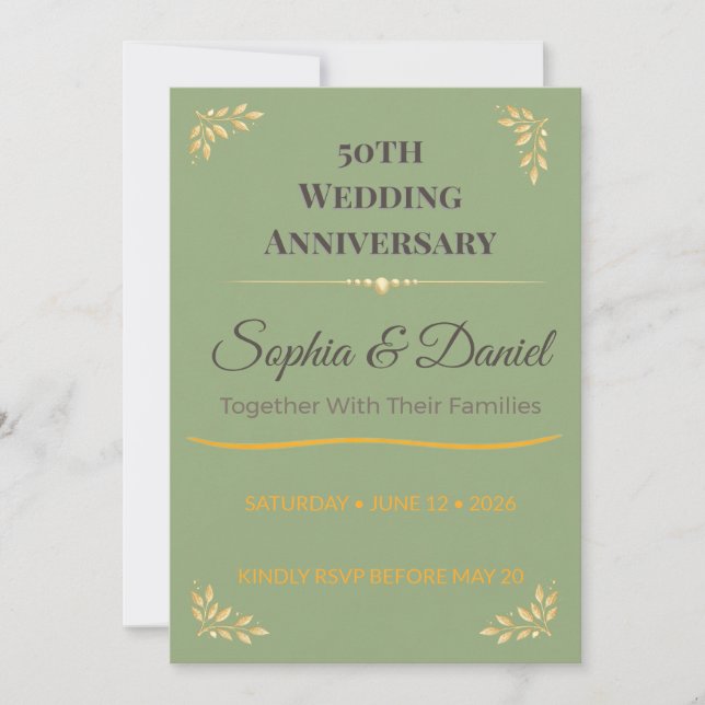 50th Anniversary Invitation | Elegant Gold Romance (Front)
