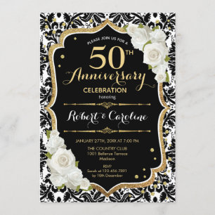 50th Anniversary Invitation - Gold Black