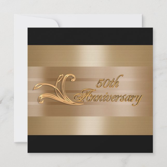 50th anniversary invitation gold black (Front)