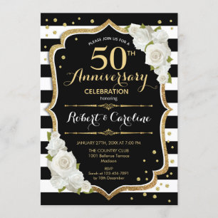 50th Anniversary Invitation - Gold Black