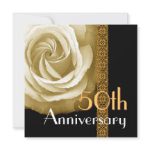50th Anniversary Invitation - GOLD Rose
