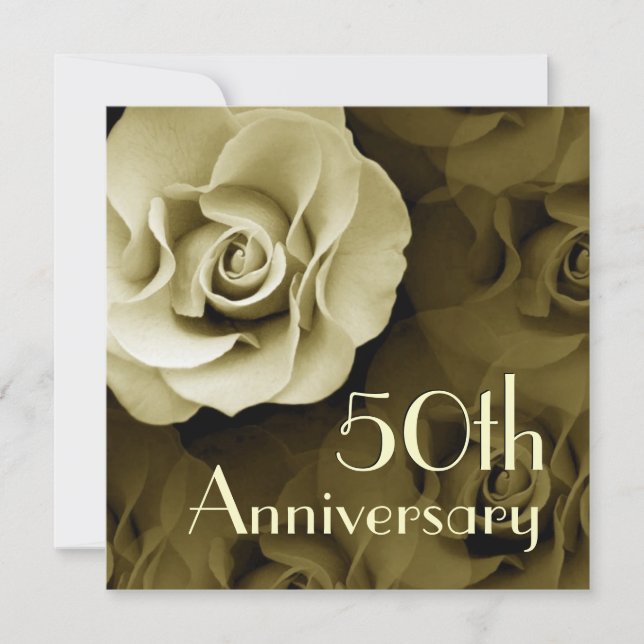 50th Anniversary Invitation - GOLD Rose (Front)