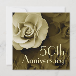 50th Anniversary Invitation - GOLD Rose