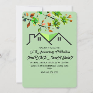 50th Anniversary Invitation, Greenery Wedding Anni Holiday Card