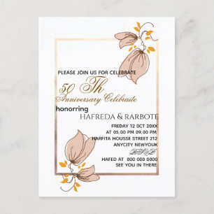 50th Anniversary Invitation, Greenery Wedding Anni Holiday Postcard