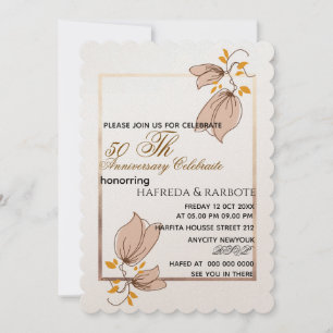 50th Anniversary Invitation, Greenery Wedding Anni Invitation