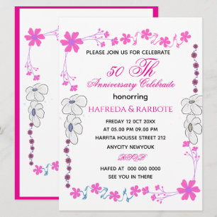 50th Anniversary Invitation, Greenery Wedding Anni Invitation