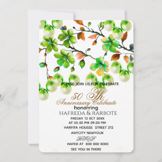 50th Anniversary Invitation, Greenery Wedding Anni Save The Date