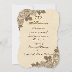 50th Anniversary invitation illustrated sepia rose
