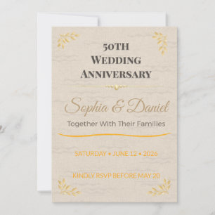 50th Anniversary Invite Elegant Gold Celebration