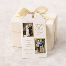 50th Anniversary Ivory and Gold Favour Tag 