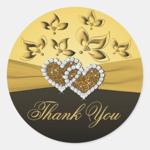 50th Anniversary Joined Hearts 1.5" Thank You Classic Round Sticker