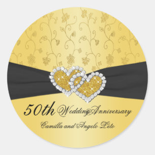 50th Anniversary Joined Hearts II Round Sticker