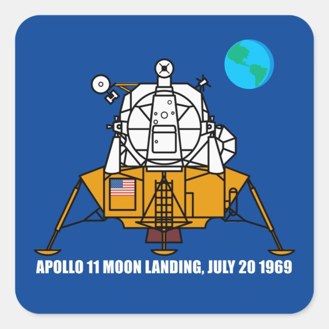 50th Anniversary logo, Apollo 11 Moon Landing: Square Sticker (Front)