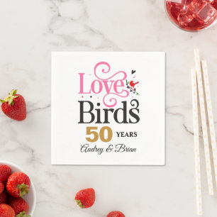 50th Anniversary Love Birds Personalised Napkin