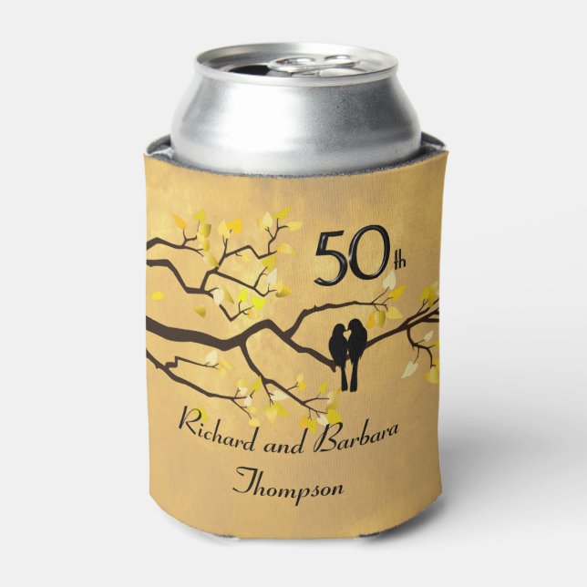 50th Anniversary Lovebirds Personalised Can Cooler (Can Front)