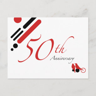 50th Anniversary (mod birds) Postcard