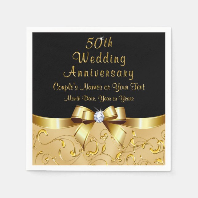 50th Anniversary Napkins, Personalised in 3 Sizes Napkin (Front)