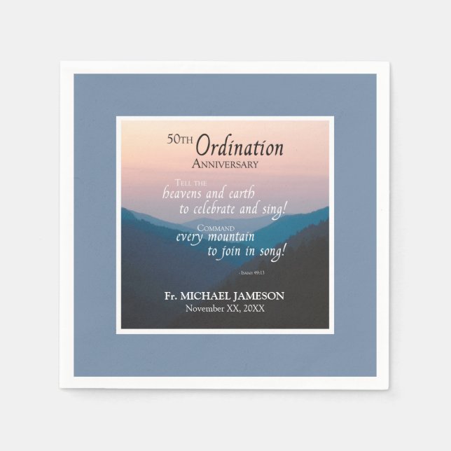 50th Anniversary of Ordination Congratulations Napkin (Front)