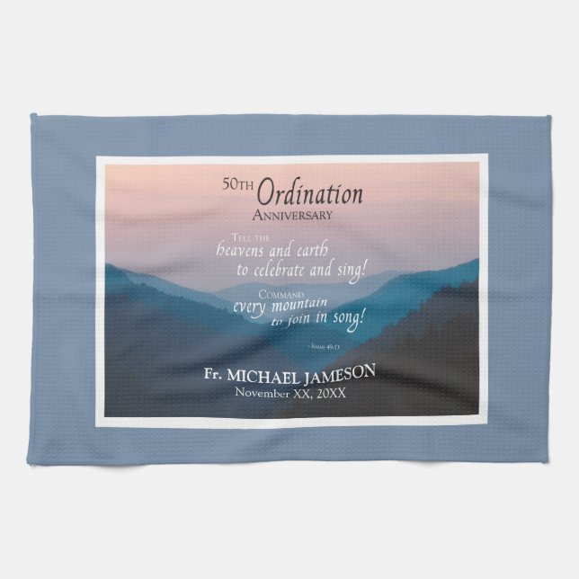 50th Anniversary of Ordination Congratulations Tea Towel (Horizontal)