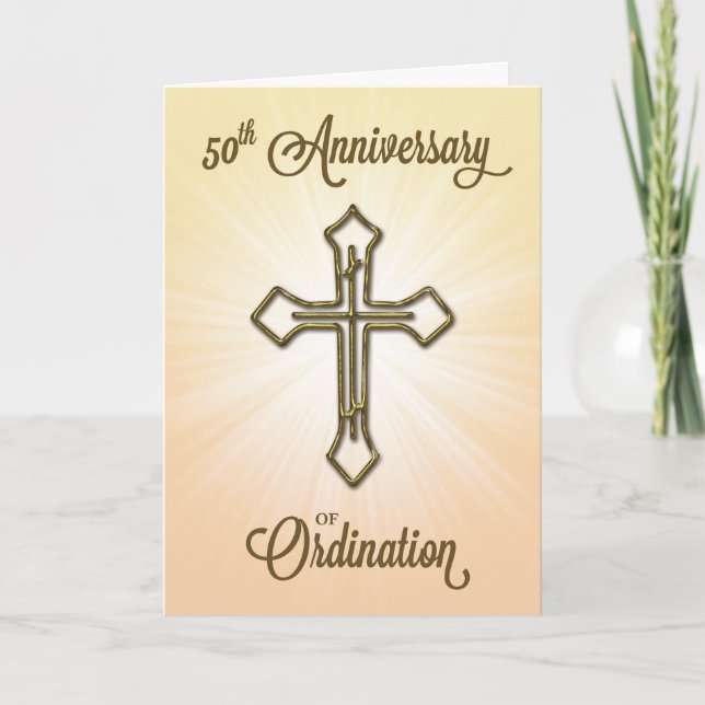 50th Anniversary of Ordination, Gold Cross Card (Front)