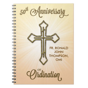 50th Anniversary of Ordination, Gold Cross on Star Notebook