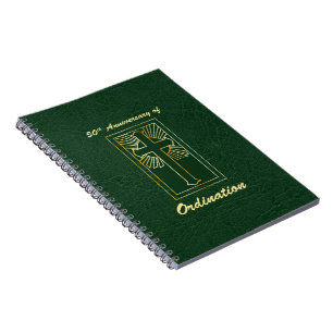 50th Anniversary of Ordination Green Leather Look Notebook