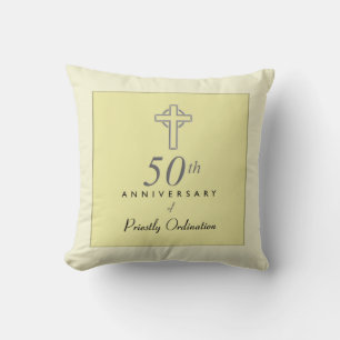 50th Anniversary of Priest with Embossed Cross Cushion