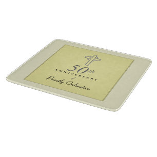 50th Anniversary of Priest with Embossed Cross Cutting Board