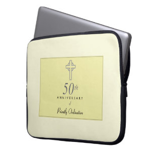50th Anniversary of Priest with Embossed Cross Laptop Sleeve