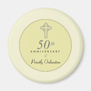 50th Anniversary of Priest with Embossed Cross Magnet